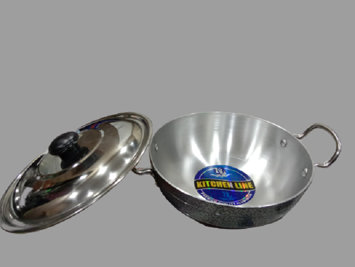 Powder Coating Kadai - Aluminum Black Powder Coated, 2 To 4 No. Size Approx. Weight 1.850gm | Induction Supported (Optional), Anti-corrosive Finish, 5-year Warranty