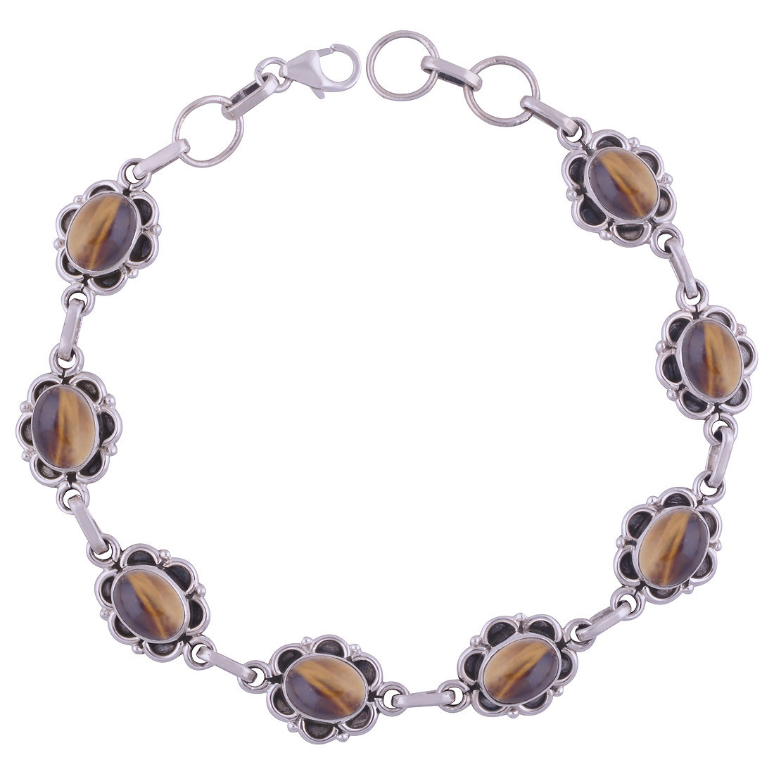 Garnet Natural Gemstone 925 Sterling Solid Silver Oval Cabochon Handmade Bracelet Diameter: Length: 7 Inch Extra Adjustable X Width: 11 Mm Inch (In)