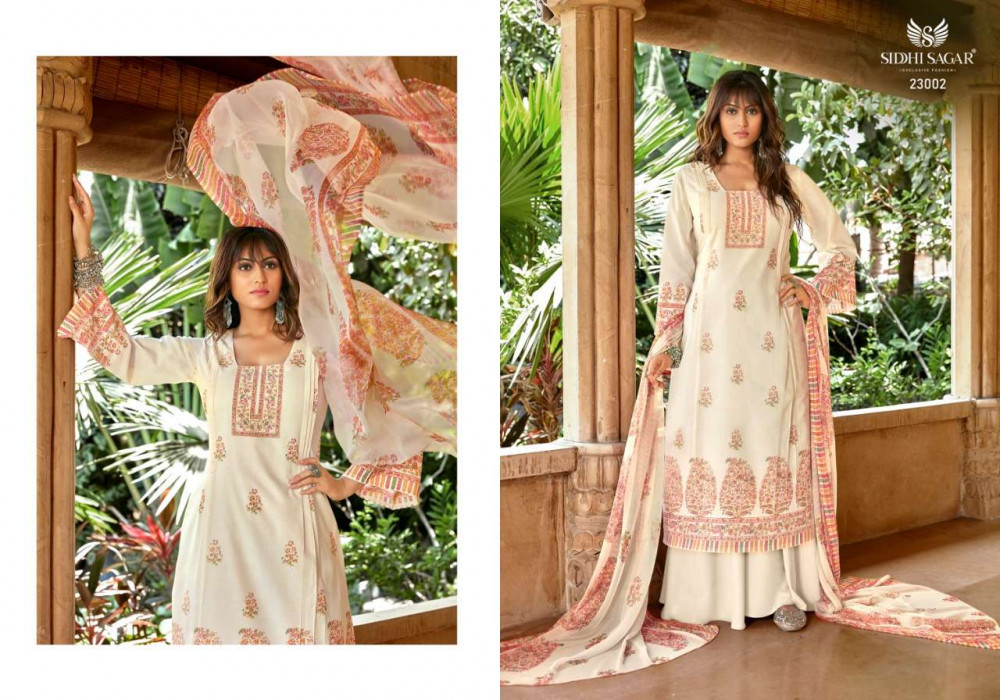 Siddhi Sagar Rajkanya Plazzo Style Salwar Suits Catalog - Pure Lawn Cotton & Soft Cotton, Multi-color Printed, Full Sleeves, Unstitched, All Season