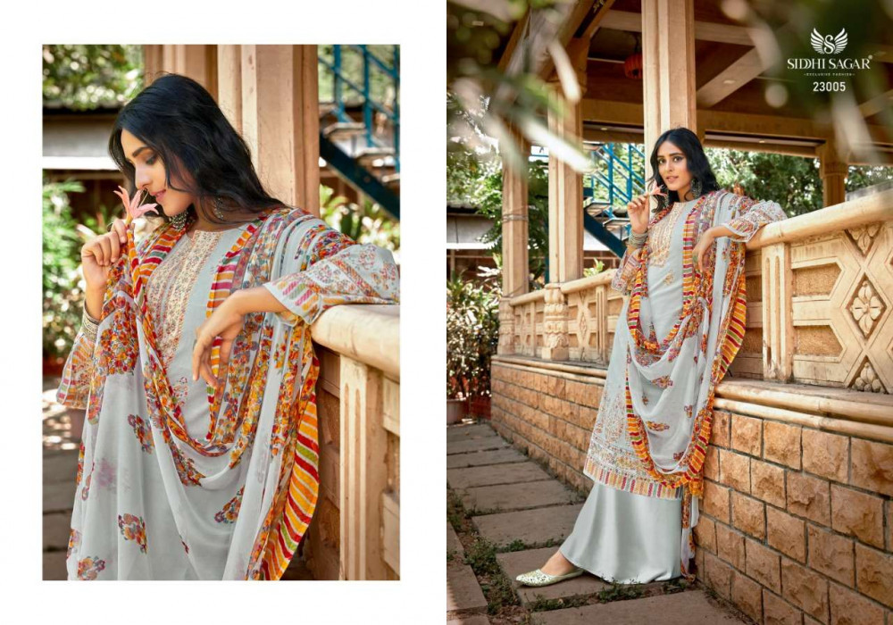 Siddhi Sagar Rajkanya Plazzo Style Salwar Suits Catalog - Pure Lawn Cotton & Soft Cotton, Multi-color Printed, Full Sleeves, Unstitched, All Season