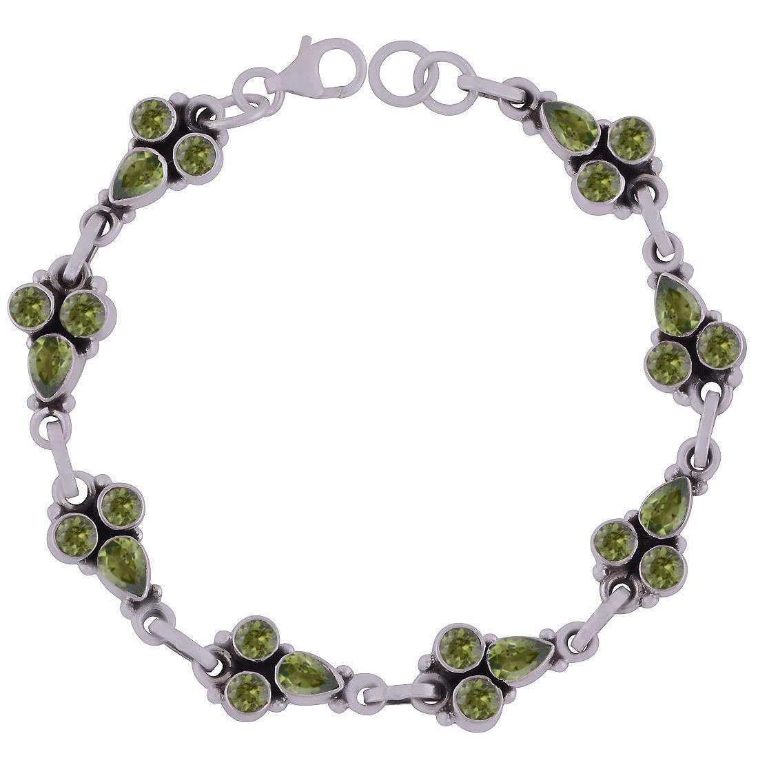 Amethyst Natural Gemstone 925 Sterling Solid Silver Round/pear Cut Stone Handmade Bracelet Diameter: Length: 8 Inch X Width: 10 Mm Inch (In)