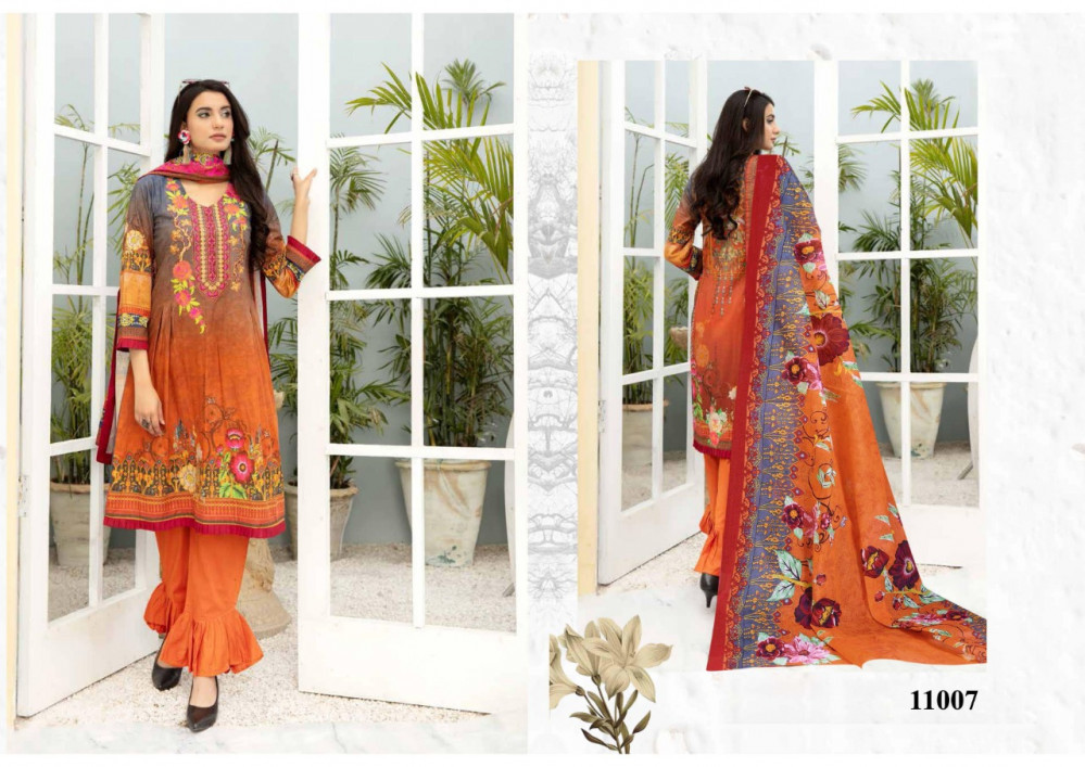 Iris Vol-11 Karachi Printed Salwar Suits Catalog - Unstitched Cotton Fabric Multi Color Casual Dress With Full Sleeves And All-season Print Pattern