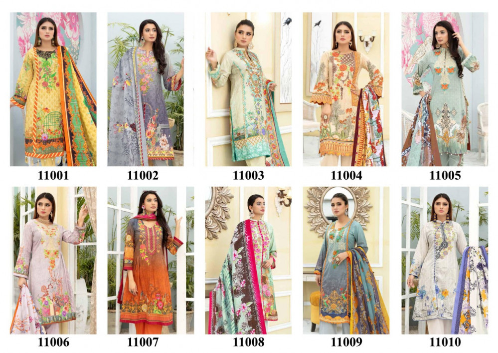 Iris Vol-11 Karachi Printed Salwar Suits Catalog - Unstitched Cotton Fabric Multi Color Casual Dress With Full Sleeves And All-season Print Pattern
