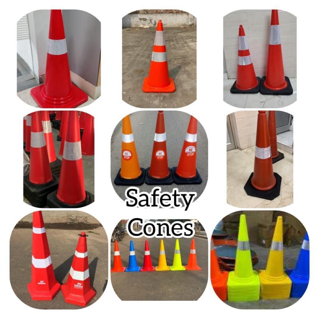 Rubber Base Traffic Cone 750mm - Pvc Material, Height 750mm, Base Size 380x380mm, Weight 1.3kg, Color Red, Includes Top Ring For Chain Or Rope Fitting