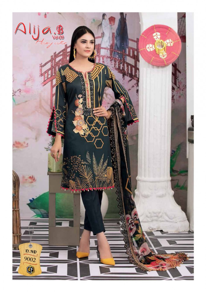 Keval Fab Alija B Vol 9 Cotton Printed Karachi Dress Material Catalog - Cotton, Cut 2.35 + 2.0 + 2.25 Mtr, Multi Color | Casual Ethnic Wear, Full Sleeves, All Season