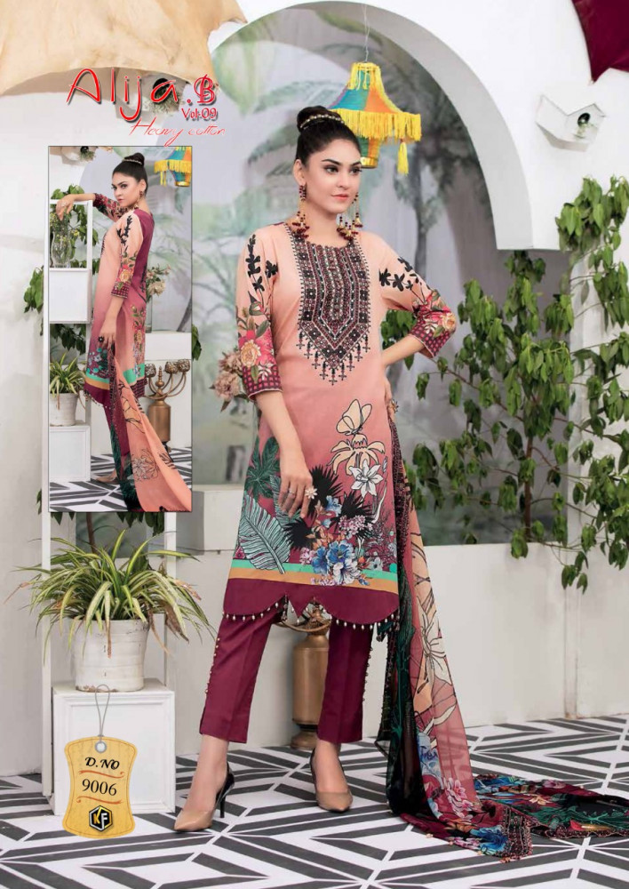 Keval Fab Alija B Vol 9 Cotton Printed Karachi Dress Material Catalog - Cotton, Cut 2.35 + 2.0 + 2.25 Mtr, Multi Color | Casual Ethnic Wear, Full Sleeves, All Season