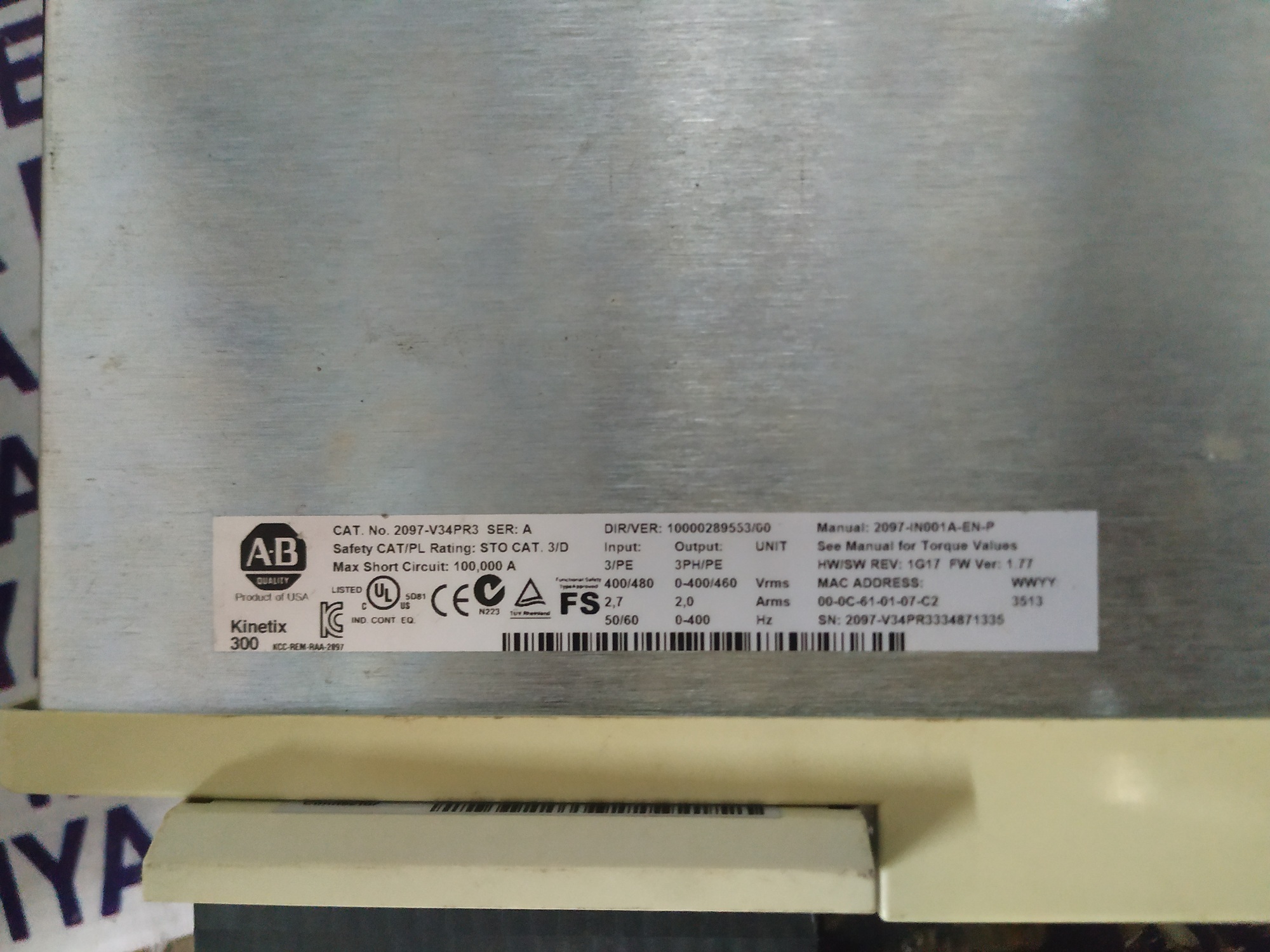Allen Bradly Servo Drive 2097-v34pr3
