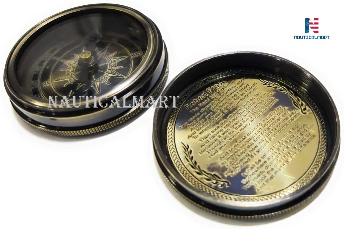 Brass Compass Pirates Of Caribbean Jack Sparrow 2 Inch Pocket Antique Gift W/embossed Beautiful Leather Case