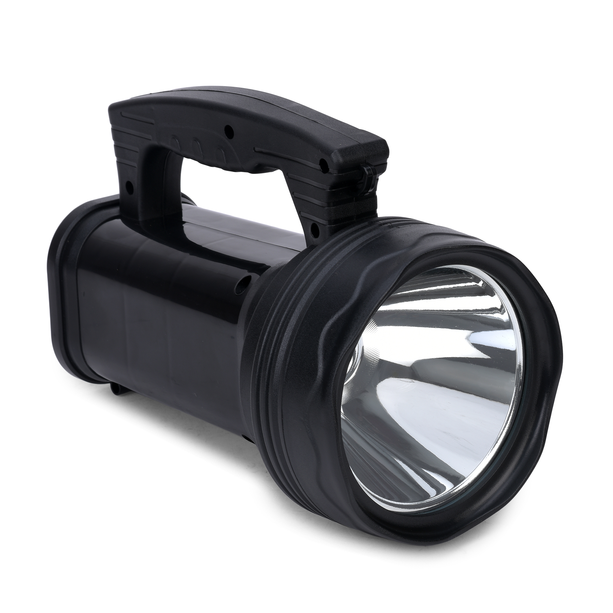 Black Led Search Light 15w With Lithium Battery (Range Up To 800 Meters) - Rechargeable