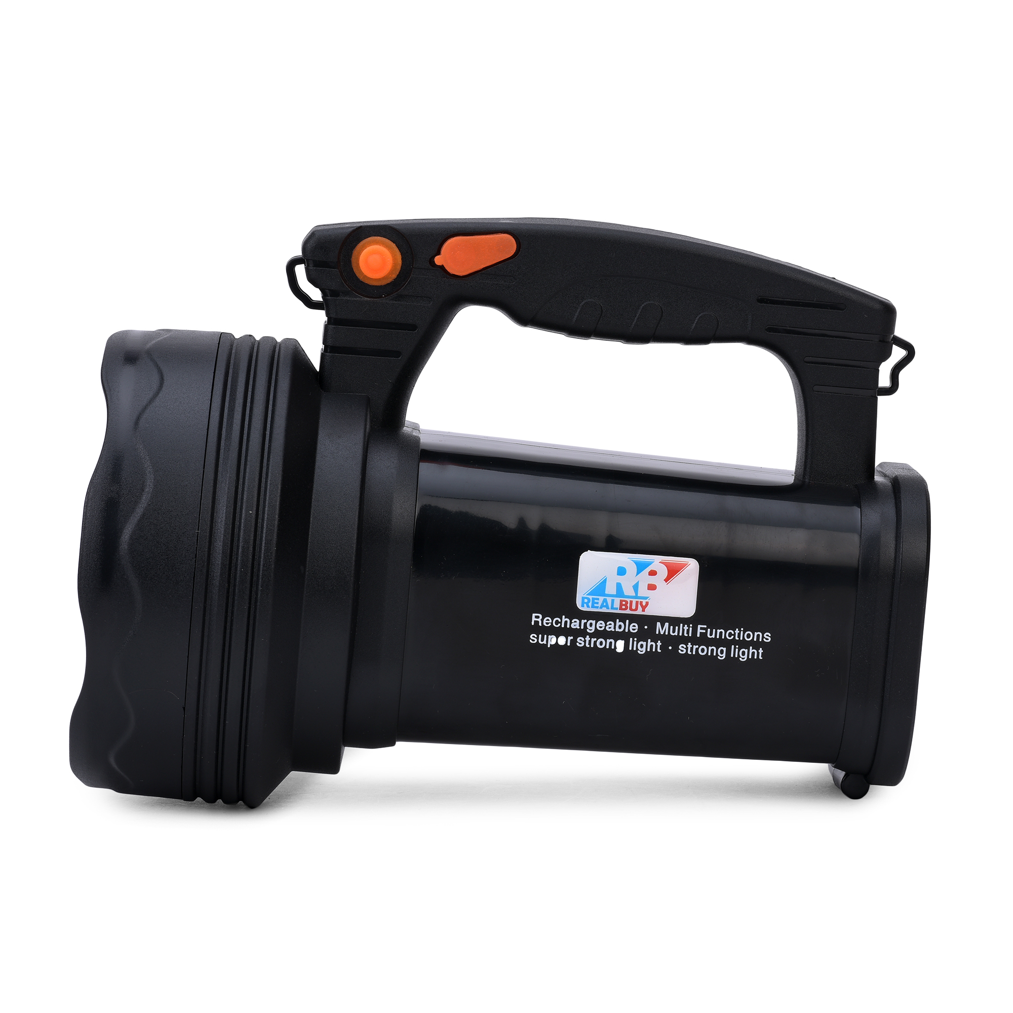 Black Led Search Light 15w With Lithium Battery (Range Up To 800 Meters) - Rechargeable