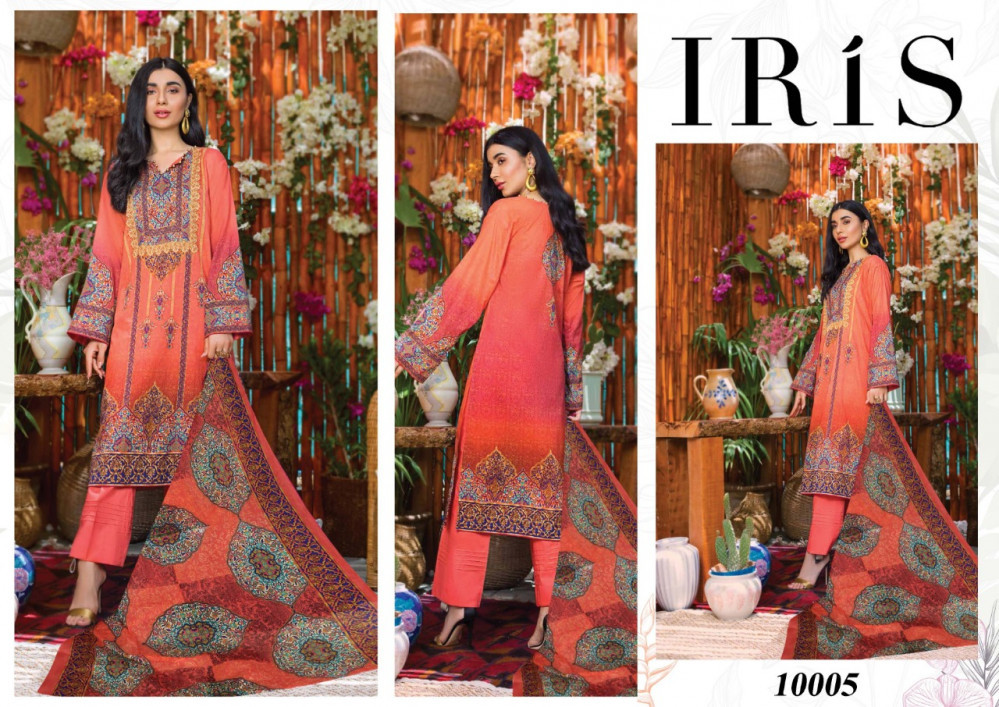 Iris Vol-10 Pakistani Style Karachi Print Salwar Suits Catalog - Cotton Material, Customized Sizes, Multi Color, Printed Pattern, Full Sleeves, Casual Ethnic Dress Type, Suitable For All Seasons
