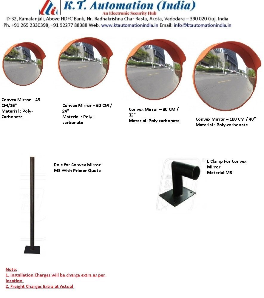 Convex Mirror - 60 Cm / 24 Inch, Polycarbonate Material | Ideal For Airports, Hotels, Railways, And Road Safety