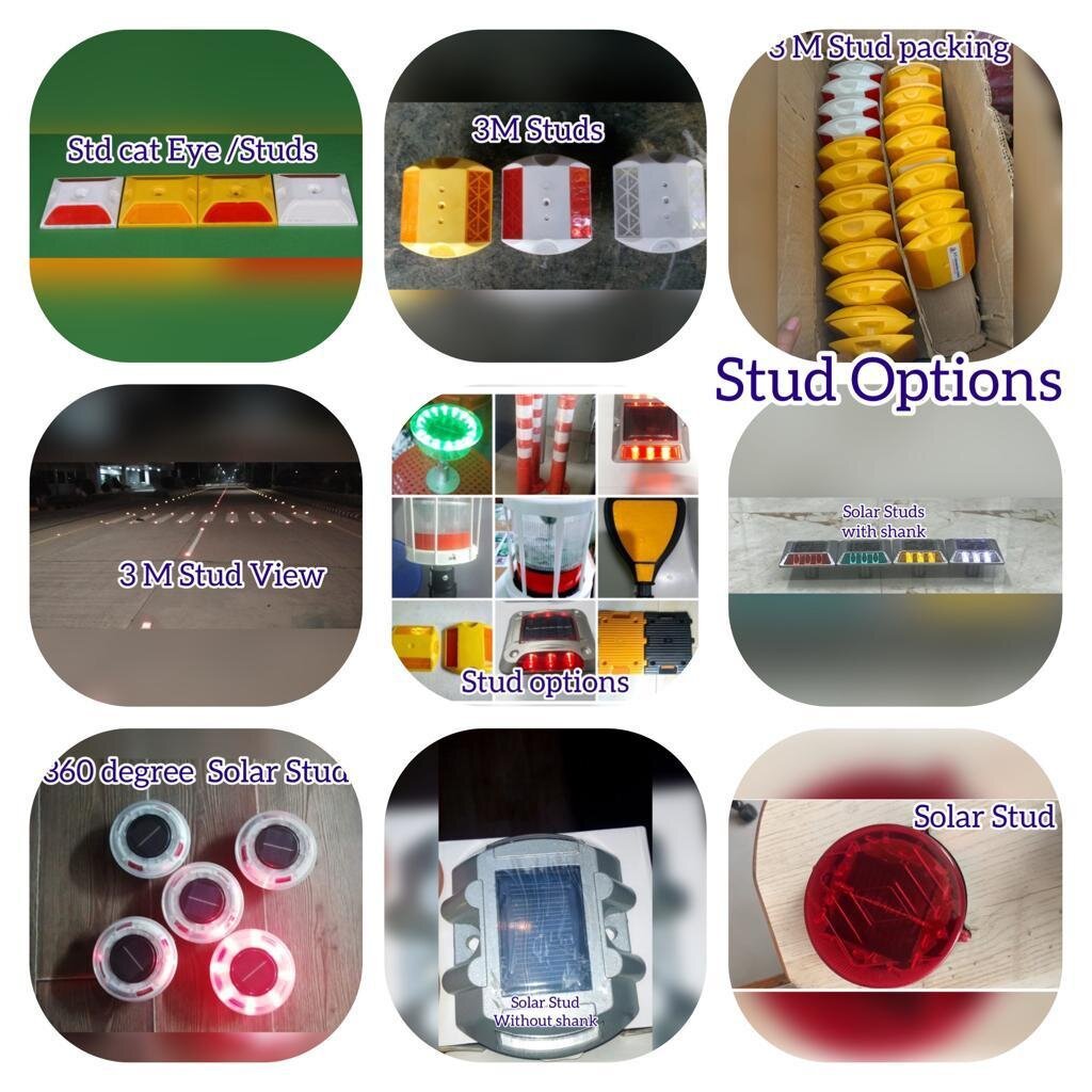 Road Stud Standard - Plastic Material | Available In Yellow With Yellow Reflector, White With White Reflector, Yellow With Orange, And White With Red Reflector