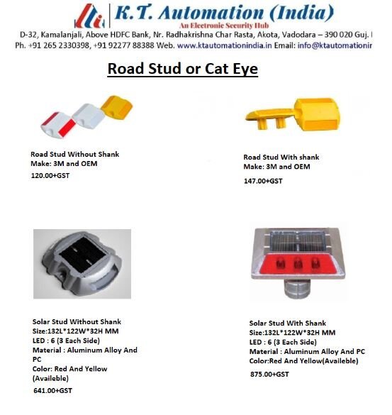 Road Stud Standard - Plastic Material | Available In Yellow With Yellow Reflector, White With White Reflector, Yellow With Orange, And White With Red Reflector