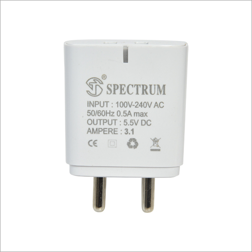 White 3.1 Amp 2 Usb Charger