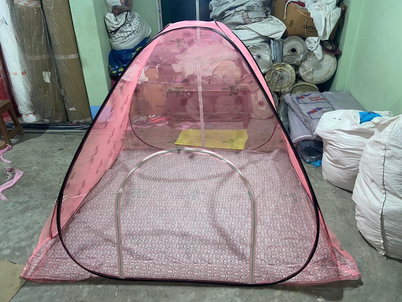 Foldable Tent Net 6x7 - 100% Polyester, 72"x84"x69", Portable Design , Beautiful Lace Edge & 2-way Zipper With Anti-mosquito Mesh Protection