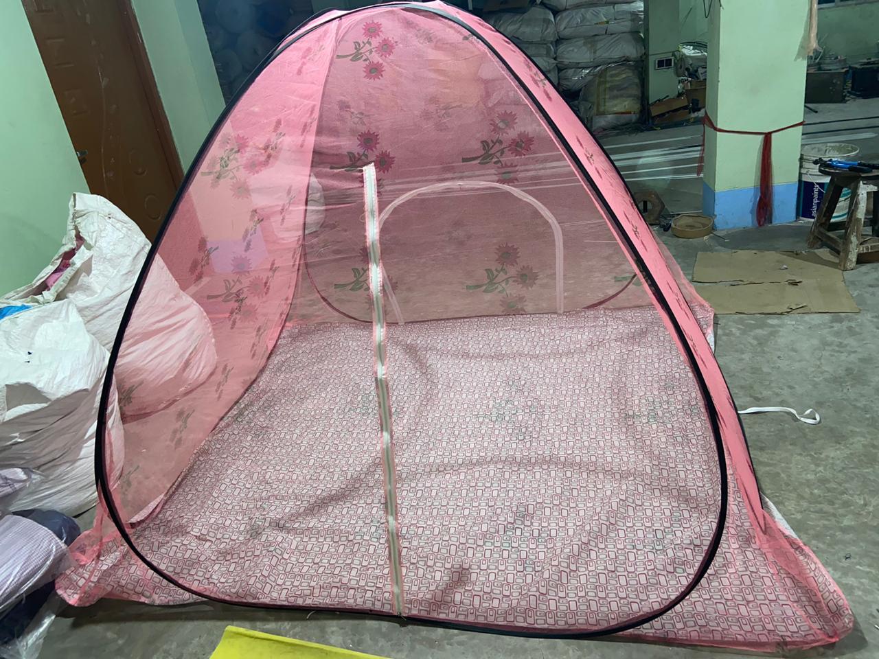 Foldable Tent Net 6x7 - 100% Polyester, 72"x84"x69", Portable Design , Beautiful Lace Edge & 2-way Zipper With Anti-mosquito Mesh Protection