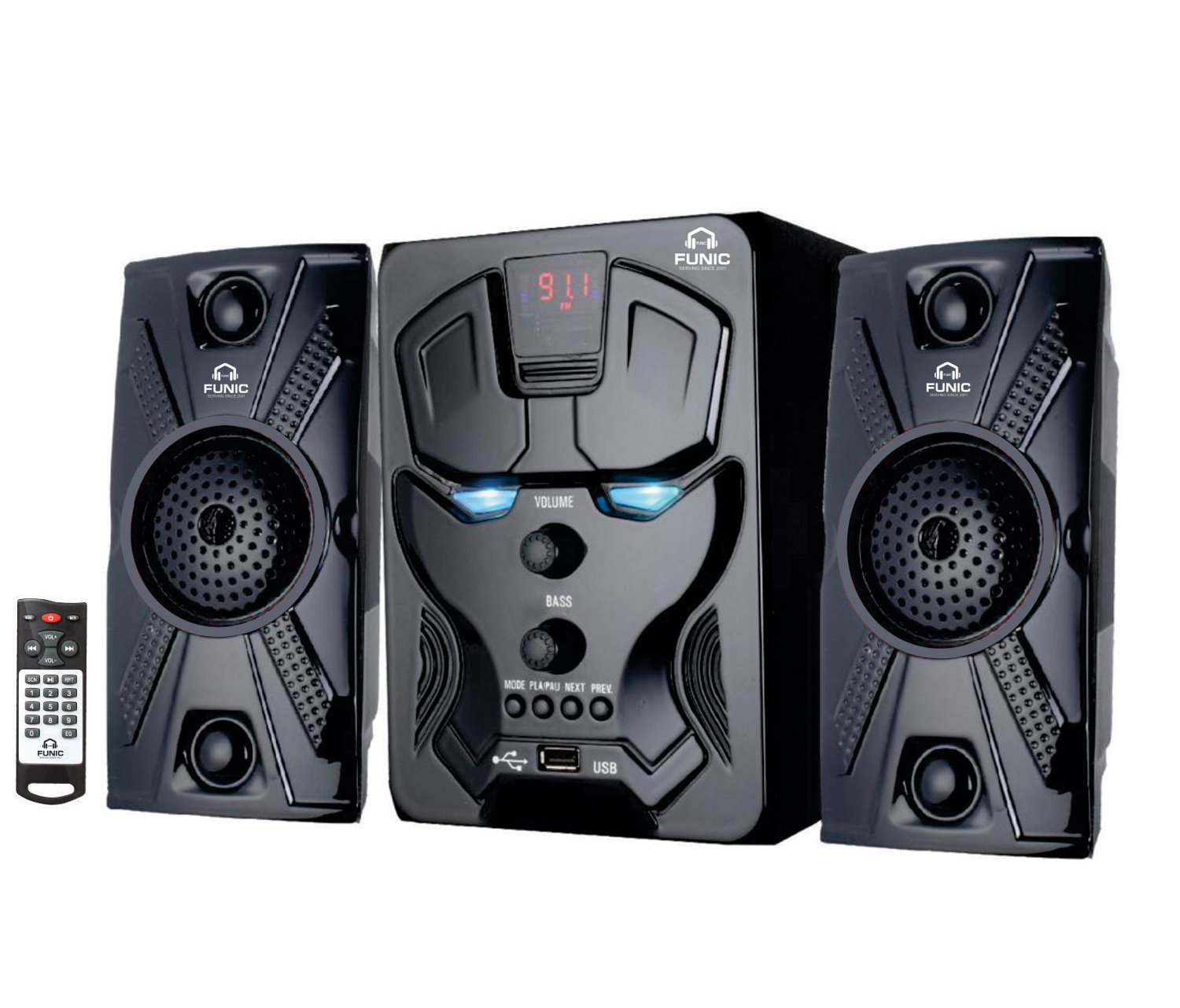 Multimedia 2.1 Speaker - 3100w Pmpo, Black | Bluetooth, Fm Radio, Remote Control, Aux, Usb, Sd Card Support