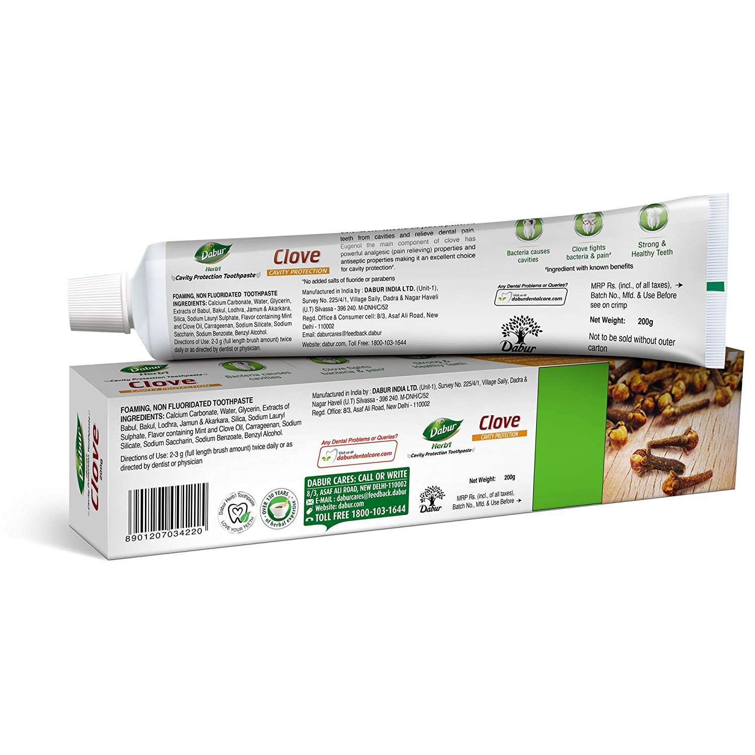 Dabur Herbel Clove - Cavity Protection Toothpaste - 200 G Soft
