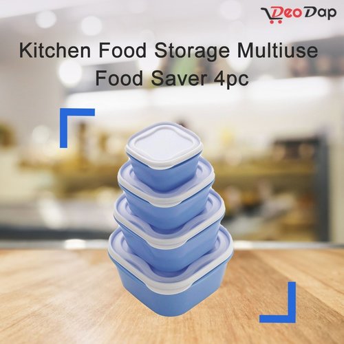2029 Kitchen Food Storage Multiuse Food Saver 4pc - Food Grade Virgin Plastic, 400ml to 2.4L Sizes, White | Airtight, BPA Free, Leak Proof, Freezer Safe