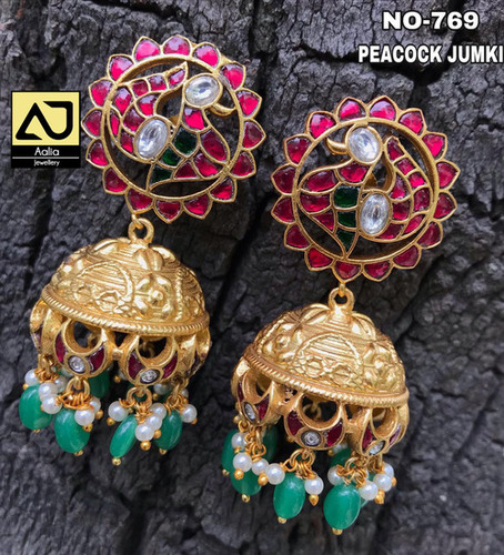 Ruby Jumkas Dangle Earrings