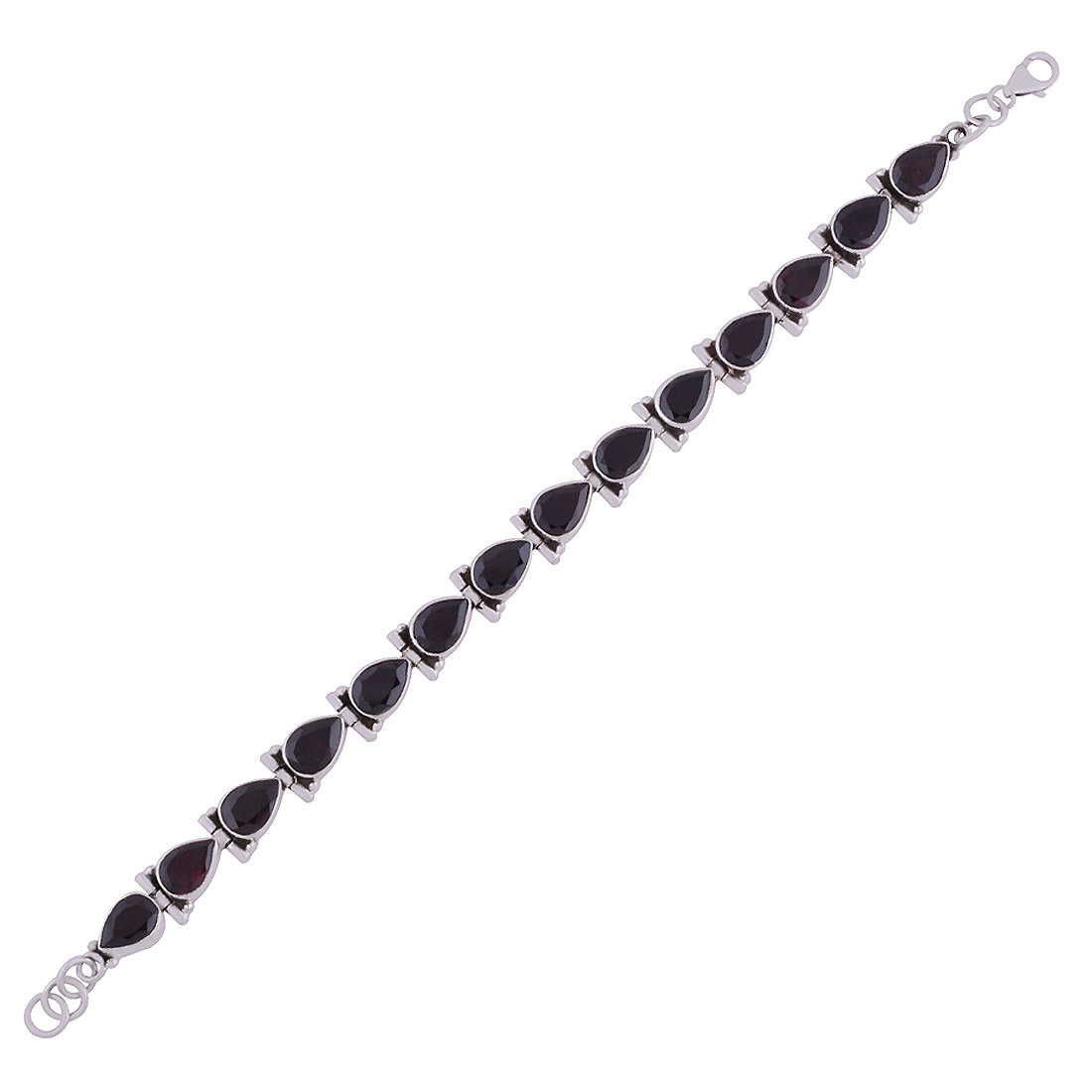 Garnet Natural Gemstone 925 Sterling Solid Silver Pear Cut Stone Handmade Bracelet Diameter: Length: 8.5 Inch X Width: 10 Mm Inch (In)