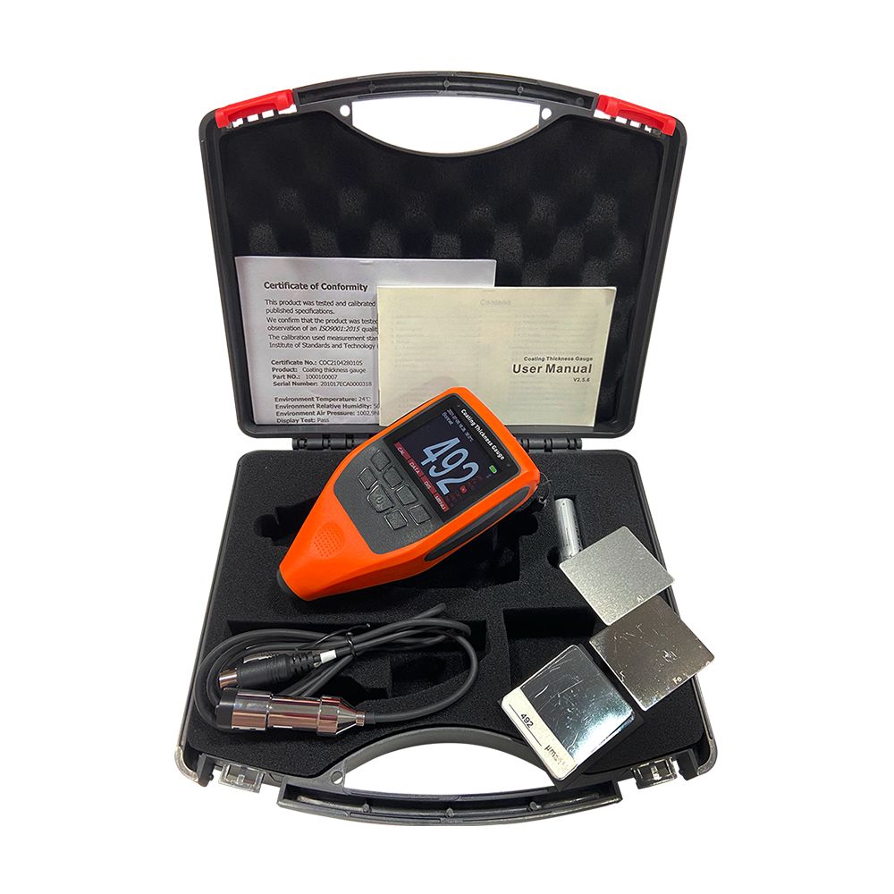 Digital Coating Thickness Gauge - Stainless Steel, Black And Orange Design | Lightweight At 200g With External Probe And Digital Display