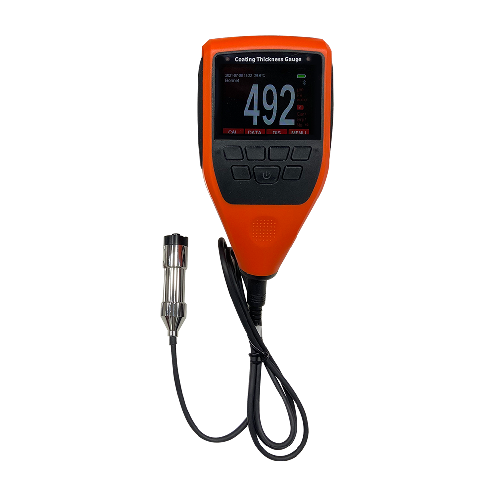 Digital Coating Thickness Gauge - Stainless Steel, Black And Orange Design | Lightweight At 200g With External Probe And Digital Display