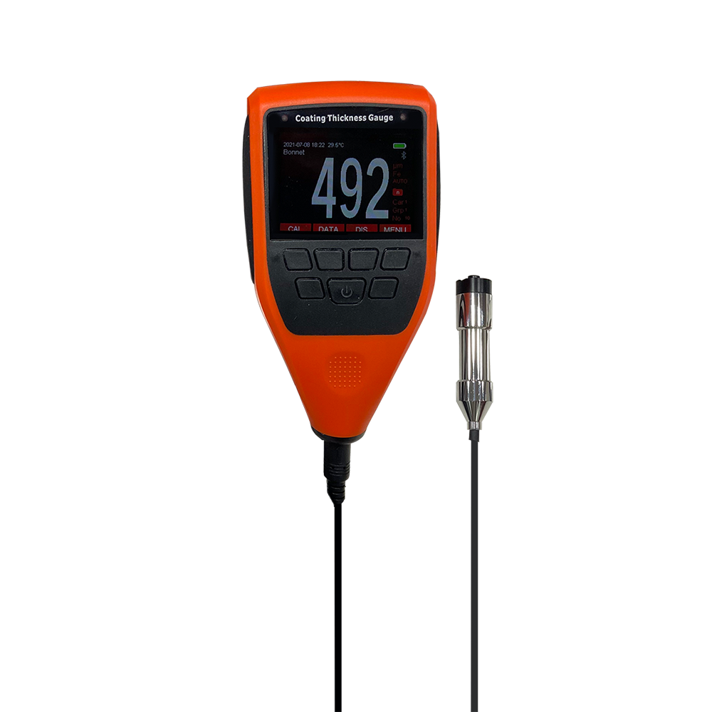 Digital Coating Thickness Gauge - Stainless Steel, Black And Orange Design | Lightweight At 200g With External Probe And Digital Display