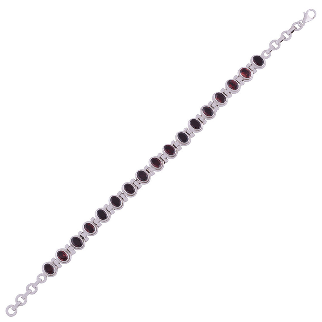 Garnet Natural Gemstone 925 Sterling Solid Silver Oval Cut Stone Handmade Bracelet Diameter: Length:9 Inch X Width:9 Mm Inch (In)
