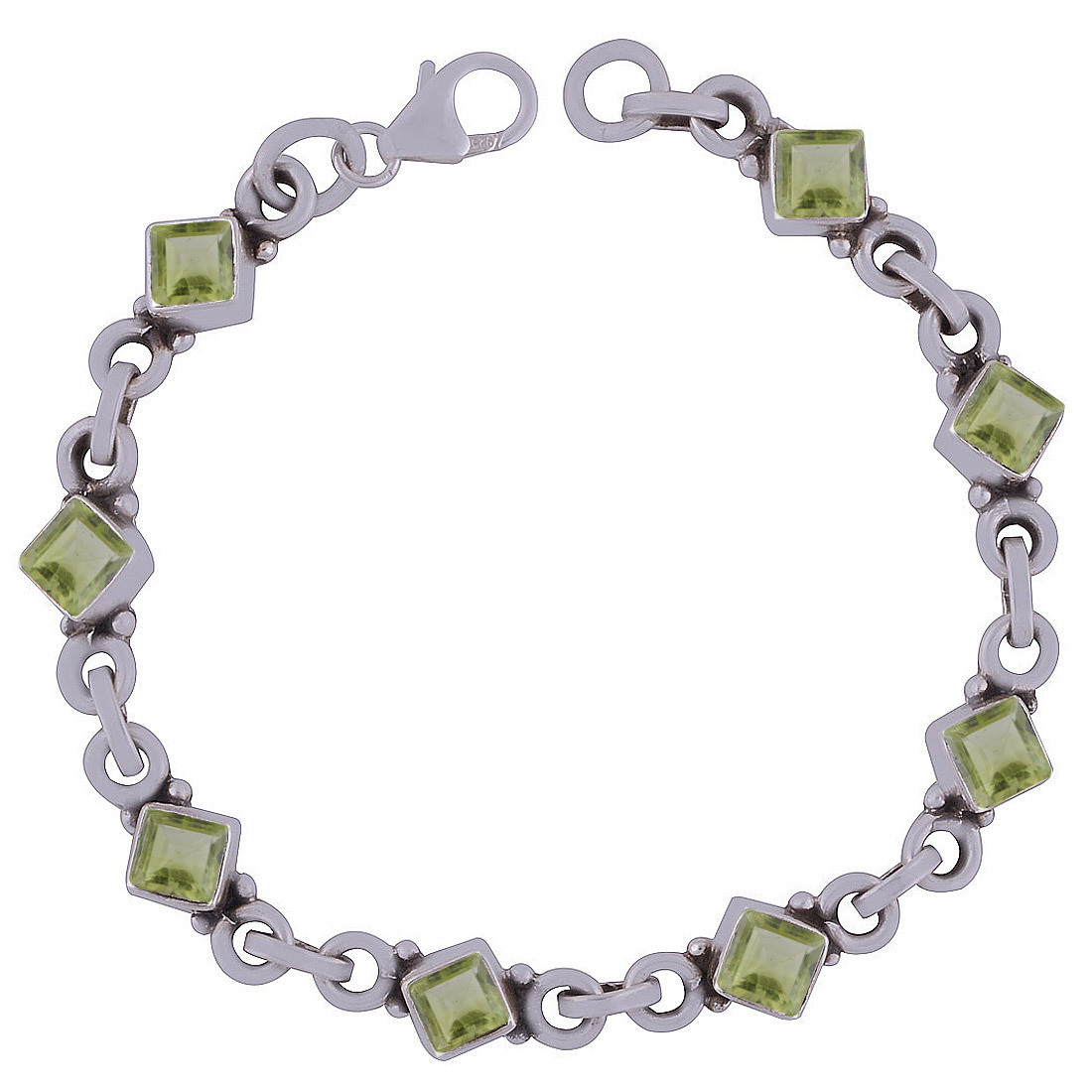 Amethyst Natural Gemstone 925 Sterling Solid Silver Round Cut Stone Handmade Bracelet Diameter: Length:7.5 Inch X Width: 7 Mm Inch (In)