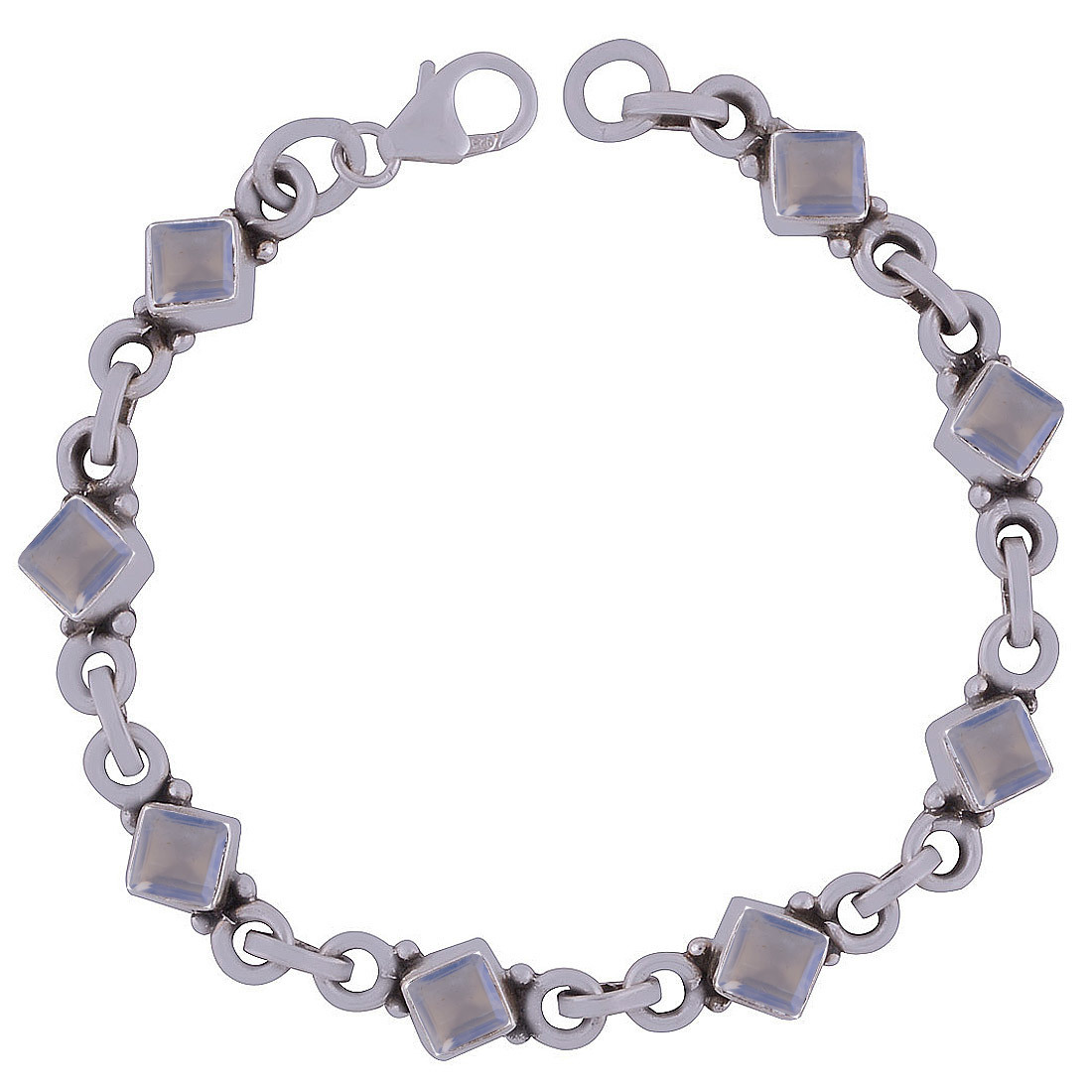 Amethyst Natural Gemstone 925 Sterling Solid Silver Round Cut Stone Handmade Bracelet Diameter: Length:7.5 Inch X Width: 7 Mm Inch (In)