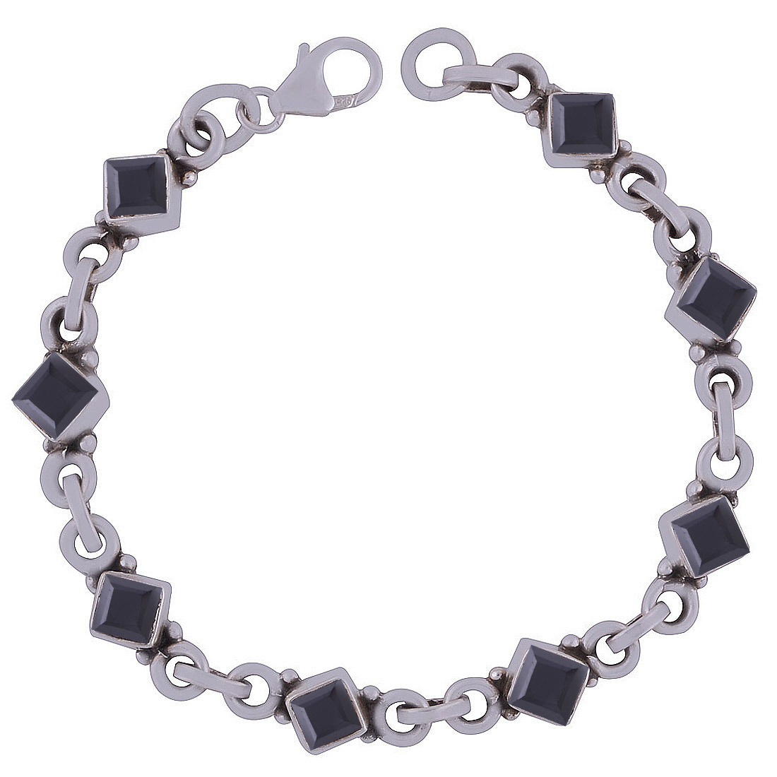 Amethyst Natural Gemstone 925 Sterling Solid Silver Round Cut Stone Handmade Bracelet Diameter: Length:7.5 Inch X Width: 7 Mm Inch (In)