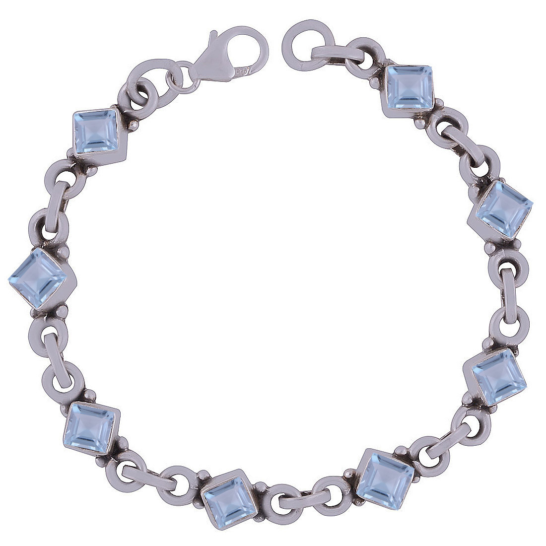 Amethyst Natural Gemstone 925 Sterling Solid Silver Round Cut Stone Handmade Bracelet Diameter: Length:7.5 Inch X Width: 7 Mm Inch (In)