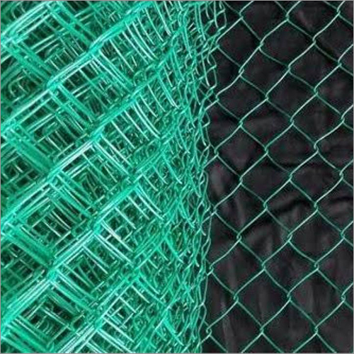PVC Coated Chain Link Fence - GI Material, 75x75 mm Mesh Size, 3 ft Height, Green Color, 1 mm PVC Coating Thickness | Ideal for Agriculture Field and Fencing Usage