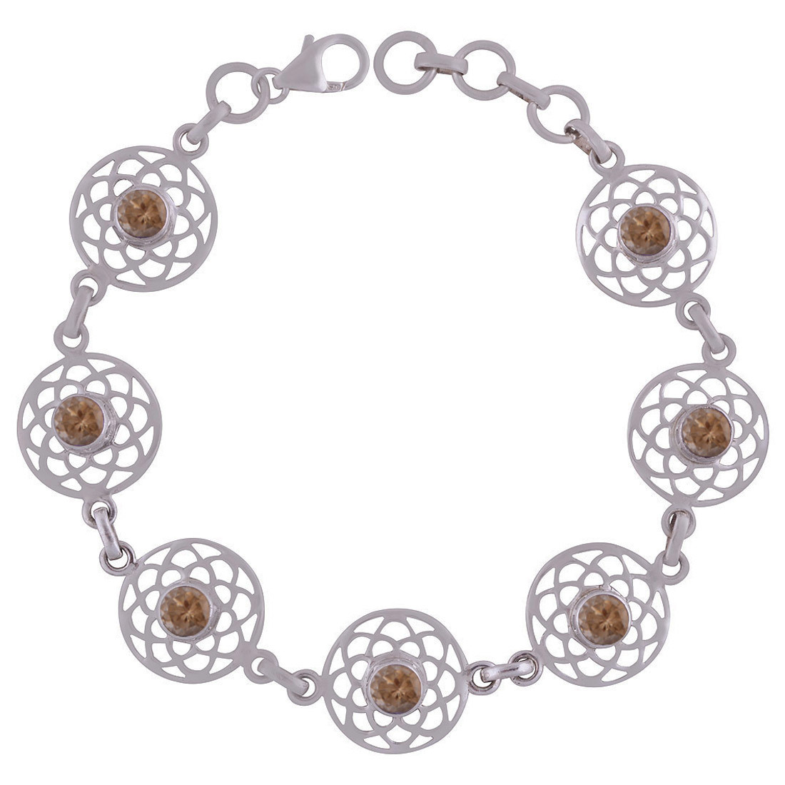 Amethyst Natural Gemstone 925 Sterling Solid Silver Round Cut Stone Jali Handmade Bracelet Diameter: Length: 7 Inch Extra Adjustable X Width: 15 Mm Inch (In)