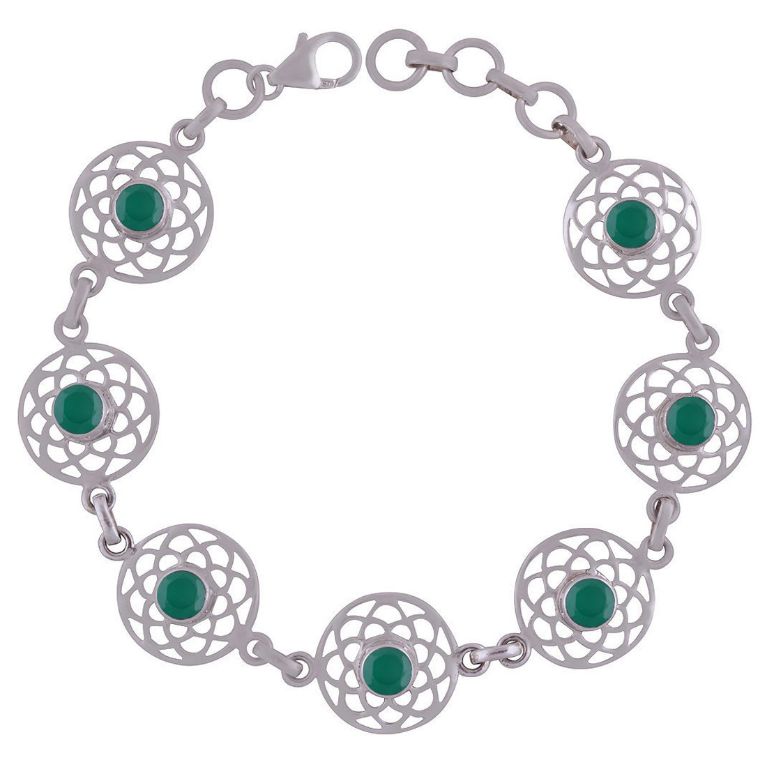 Amethyst Natural Gemstone 925 Sterling Solid Silver Round Cut Stone Jali Handmade Bracelet Diameter: Length: 7 Inch Extra Adjustable X Width: 15 Mm Inch (In)