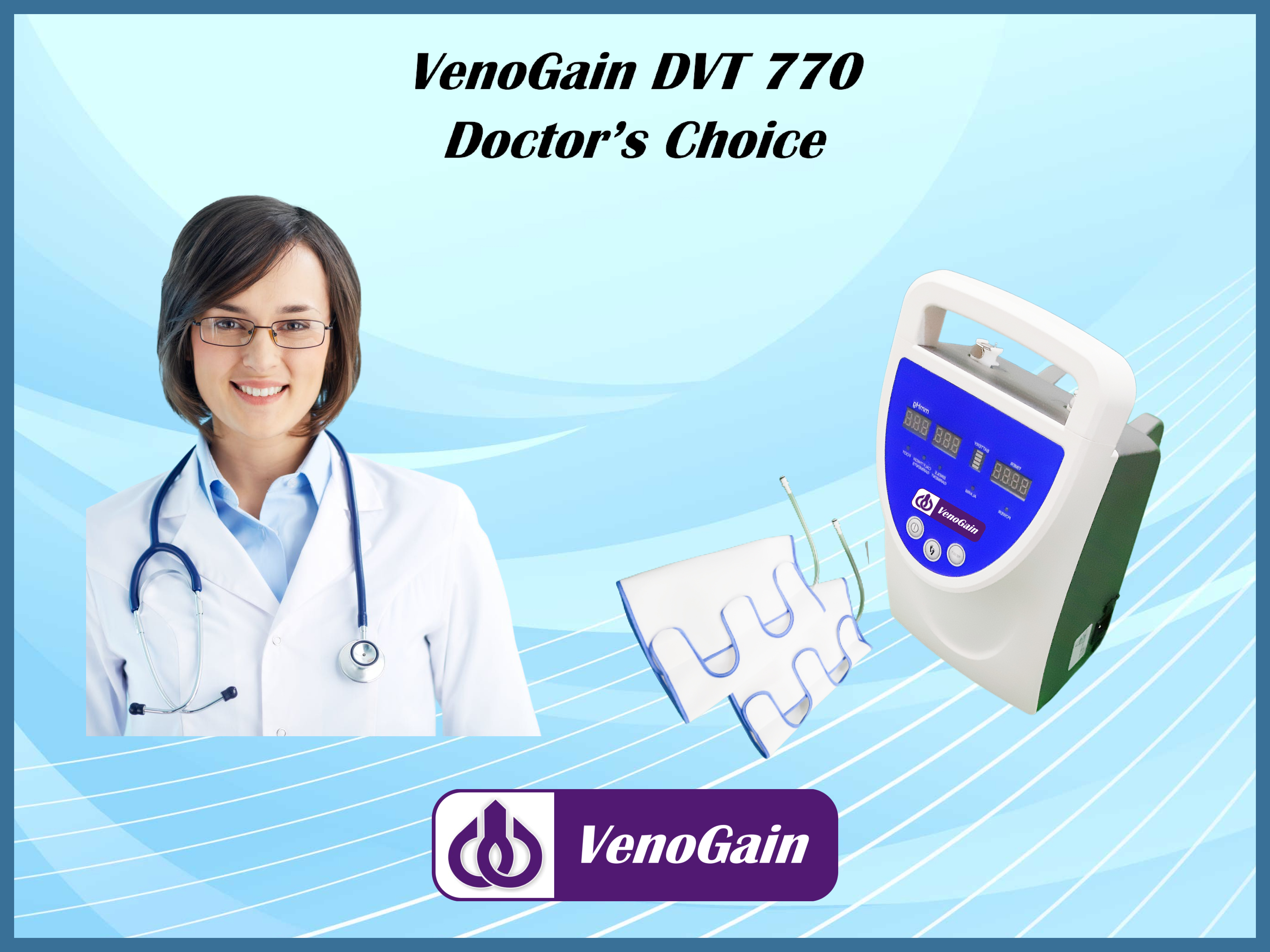 Venogain Dvt 770 - 40 Mmhg Pressure Settings, Ac 210v - 240v Input Rating, Class Ii Fda Classification, Enhanced Blood Circulation Calf Compression Sleeves