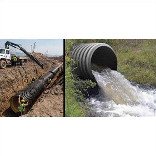 Double Wall Corrugated Hdpe Pipe - 125 Mm Diameter, 6 M Length | Orange, Black, Durable, High-performance For Rain And Waste Infrastructure