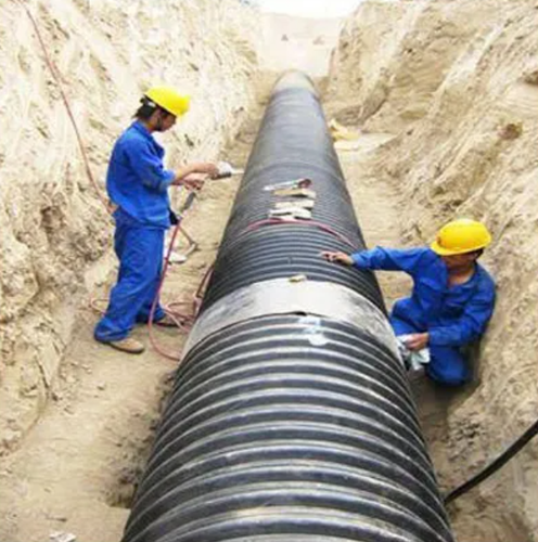 Double Wall Corrugated Hdpe Pipe - 125 Mm Diameter, 6 M Length | Orange, Black, Durable, High-performance For Rain And Waste Infrastructure