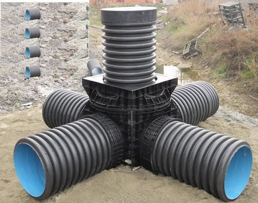 Double Wall Corrugated Hdpe Pipe - 125 Mm Diameter, 6 M Length | Orange, Black, Durable, High-performance For Rain And Waste Infrastructure