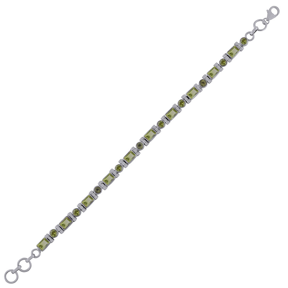 Multiple Natural Gemstones 925 Sterling Solid Silver Round/rectangle Cut Stone Handmade Bracelet Diameter: Length: 7 Inch Extra Adjustable X Width: 6 Mm Inch (In)