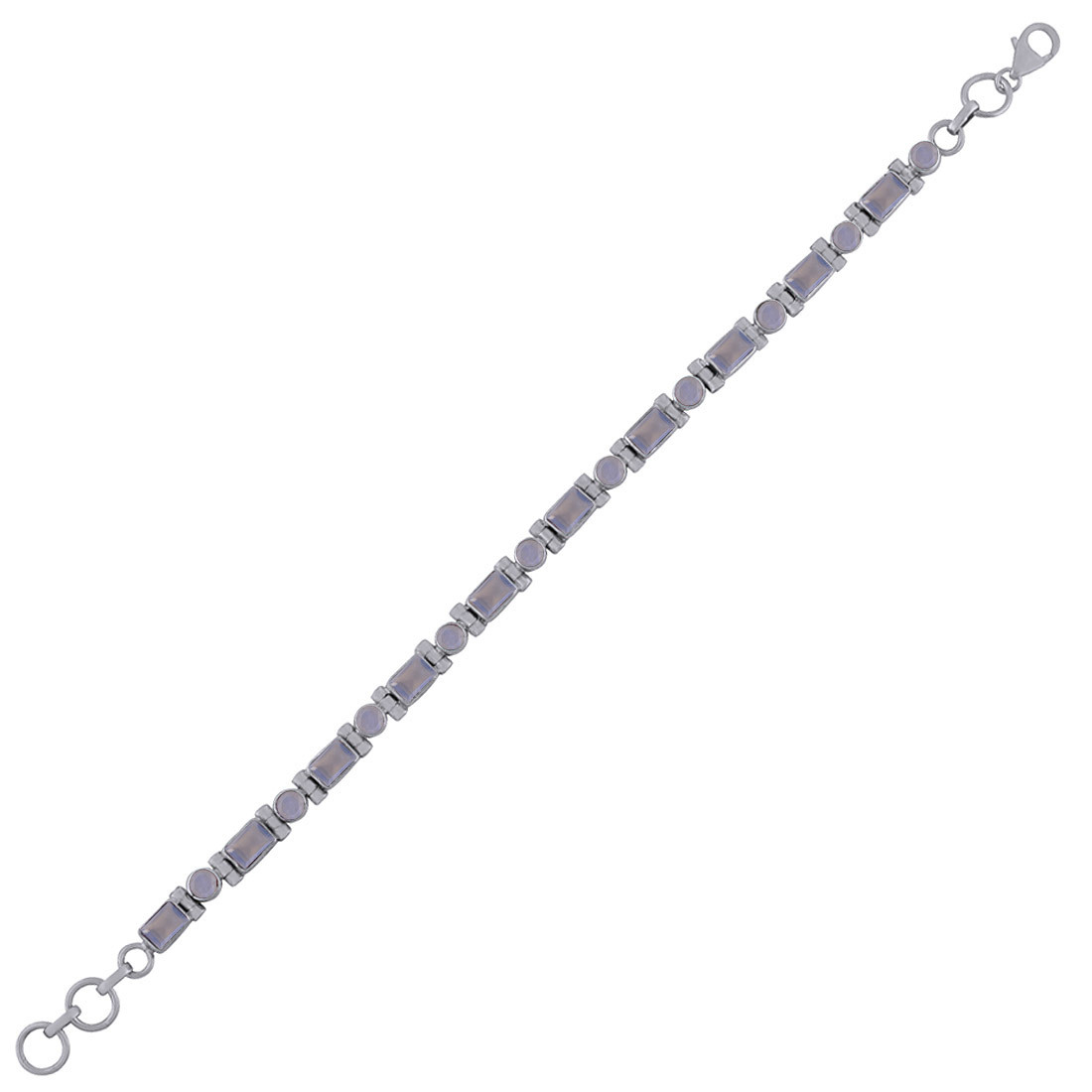 Multiple Natural Gemstones 925 Sterling Solid Silver Round/rectangle Cut Stone Handmade Bracelet Diameter: Length: 7 Inch Extra Adjustable X Width: 6 Mm Inch (In)