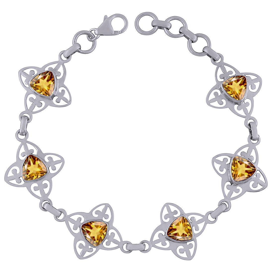 Garnet Natural Gemstone - 925 Sterling Silver Triangle Cut, Handmade Jali Bracelet | Adjustable Length 7 Inch, Classic Fashion Design For All Occasions