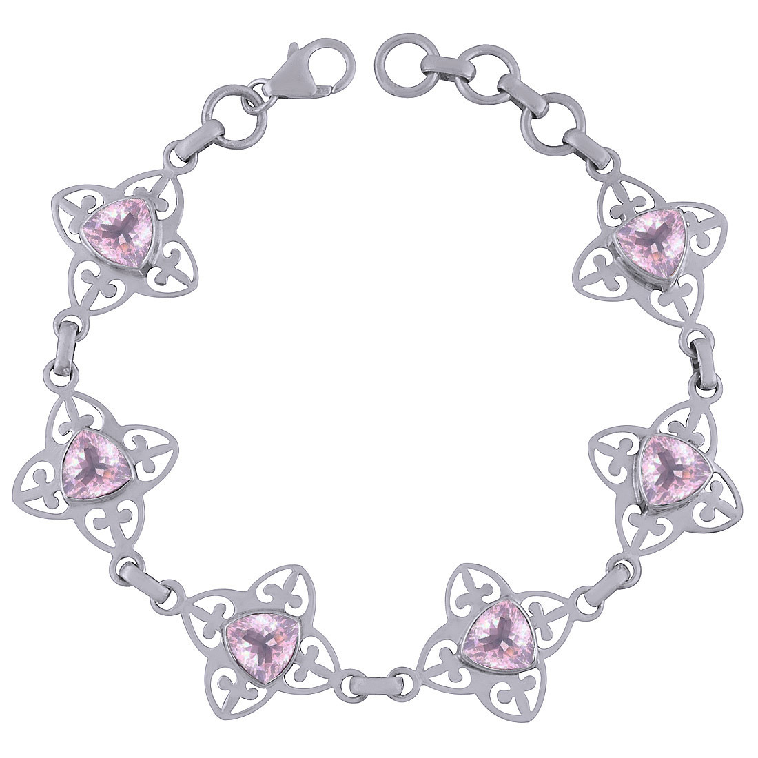 Garnet Natural Gemstone - 925 Sterling Silver Triangle Cut, Handmade Jali Bracelet | Adjustable Length 7 Inch, Classic Fashion Design For All Occasions