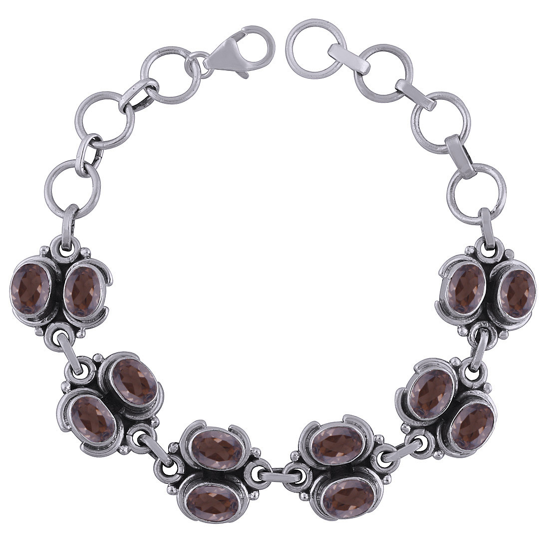 Amethyst Natural Gemstone 925 Sterling Solid Silver Oval Cut Stone Handmade Bracelet Diameter: Length: 7.5 Inch X Width: 13 Mm Inch (In)