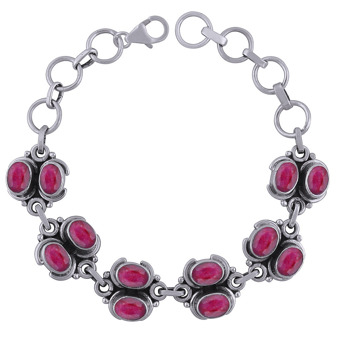 Amethyst Natural Gemstone 925 Sterling Solid Silver Oval Cut Stone Handmade Bracelet Diameter: Length: 7.5 Inch X Width: 13 Mm Inch (In)
