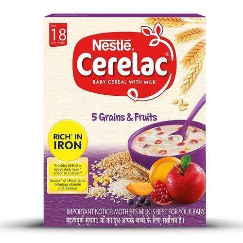 Nestle Cerelac Baby Cereal With Milk, 5 Grains & Fruits a   From 18 To 24 Months - 300g