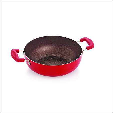 Nirlon Non-Stick Deep Kadhai - Aluminum Alloy, 240mm Diameter, Red Color | Premium Toxin-Free Nonstick Interior, Induction Base, 3.0L Capacity, 1-Year Warranty