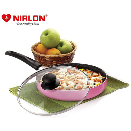 Nirlon Orchid Granite Non Stick Aluminium Non Induction Fry Pan With Glass Lid 24Cm - Thickness: 3 Millimeter (Mm)